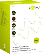 Goobay 2 x 20-delige LED-lampjesketting met zilverdraad, incl. timer sfeervolle lichtdecoratie voor binnenhuis
