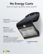 Goobay Led-muurlamp op zonne-energie met bewegingsmelder, 3,2 W lichtsysteem voor huis-entrees, carports & trappen Goobay Led-muurlamp op zonne-energie met bewegingsmelder, 3,2 W lichtsysteem voor huis-entrees, carports & trappen