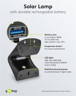 Goobay Led-muurlamp op zonne-energie met bewegingsmelder, 3,2 W lichtsysteem voor huis-entrees, carports & trappen Goobay Led-muurlamp op zonne-energie met bewegingsmelder, 3,2 W lichtsysteem voor huis-entrees, carports & trappen