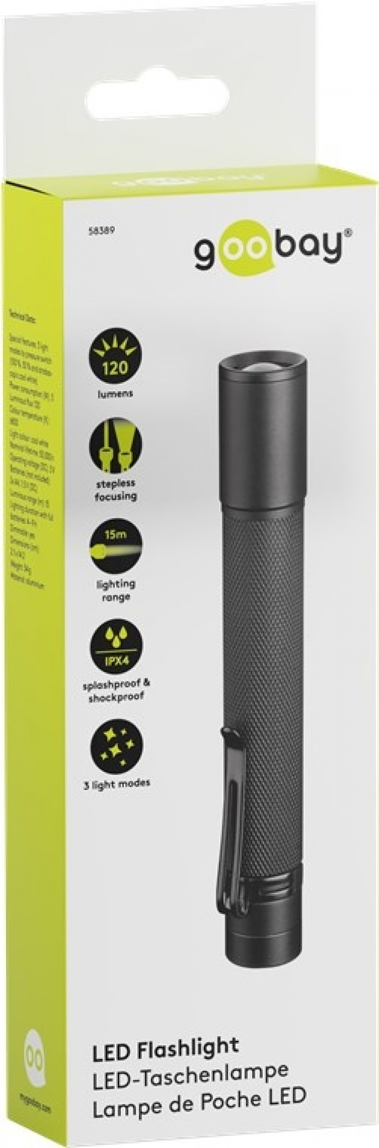 Goobay LED zaklamp Zoom 120 ideaal voor vrije tijd, sport, kamperen, vissen, jacht en pechhulp