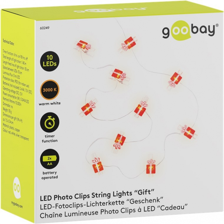Goobay 10 LED lichtketting met fotoclips 