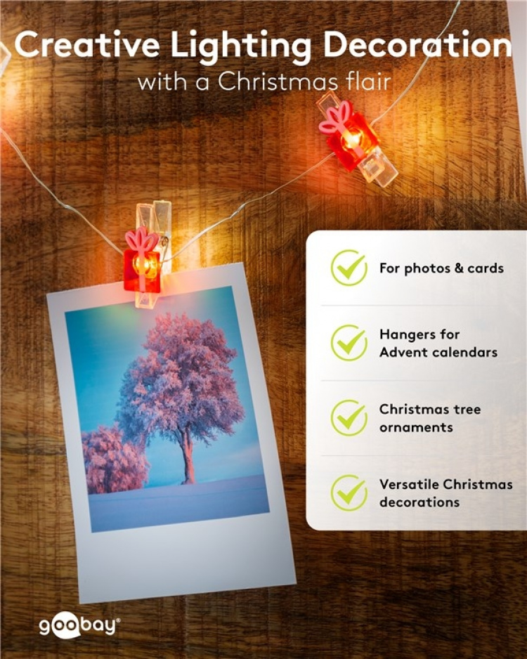 Goobay 10 LED lichtketting met fotoclips 