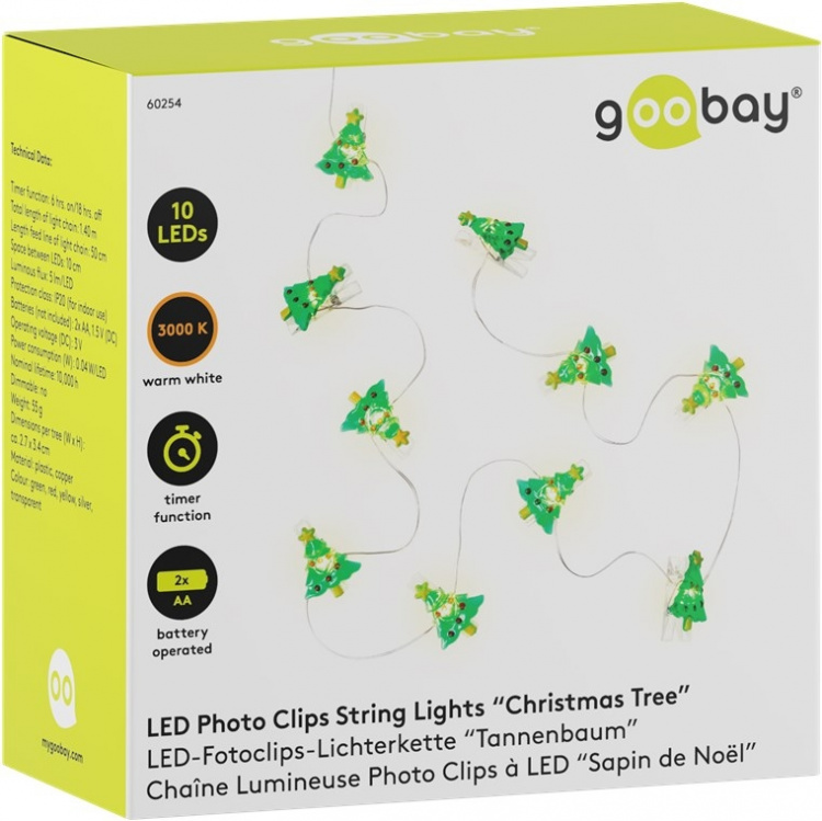 Goobay 10 LED lichtketting met fotoclips 