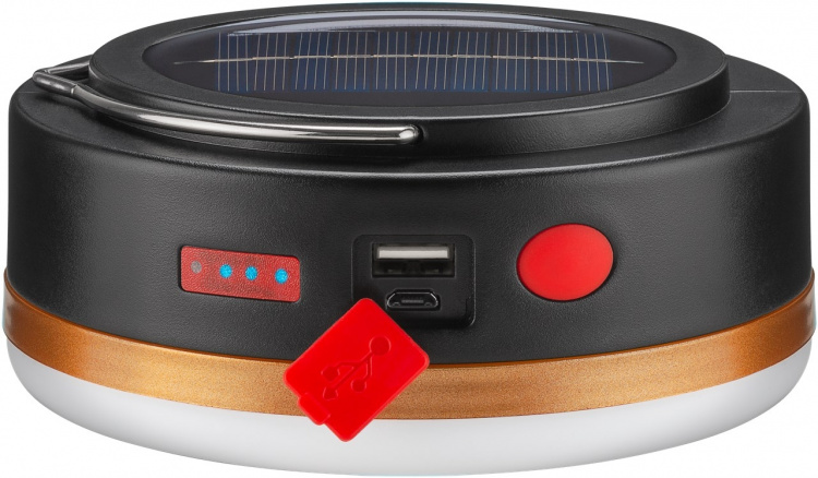 Goobay LED zonne-campinglamp met IR afstandsbediening met 6 lichtstanden, zonnepaneel, Li-ion batterij 18650 (3,7 V, 2000 mAh), powerbank-functie en USB-kabel, geschikt voor buitengebruik (IP44) Goobay LED zonne-campinglamp met IR afstandsbediening met 6 lichtstanden, zonnepaneel, Li-ion batterij 18650 (3,7 V, 2000 mAh), powerbank-functie en USB-kabel, geschikt voor buitengebruik (IP44)