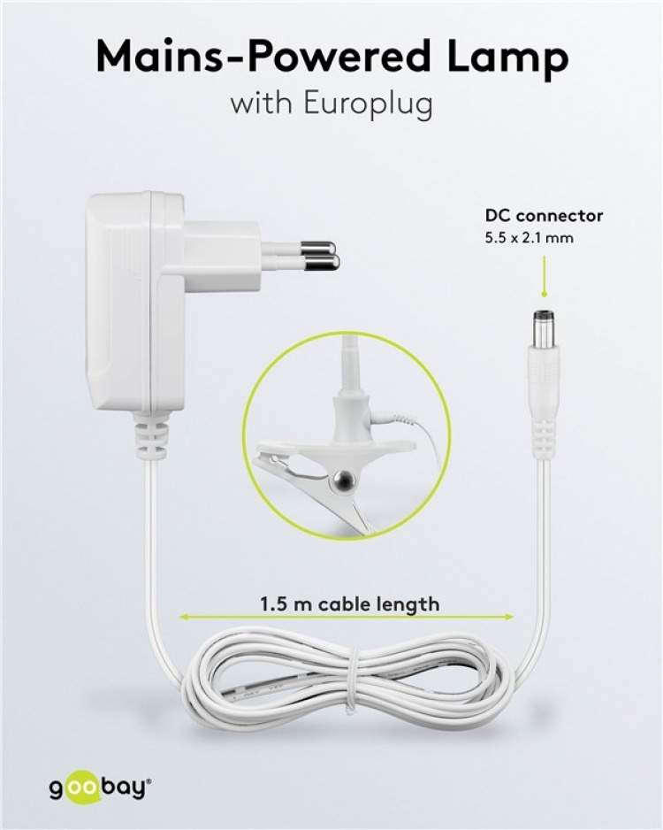 Goobay Led-loeplamp staand/klemmend, 6 W, wit 480 lm, 100 mm glazen lens, 1,75x vergroting, 3 dioptrieën