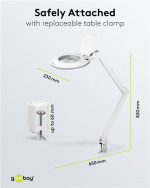 Goobay Led-loeplamp met klem, 9 W, wit 80-730 lm, dimbaar, 127 mm kristalglas lens, 1.75x vergroting, 3 dioptrieën