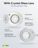 Goobay Led-loeplamp met klem, 9 W, wit 80-730 lm, dimbaar, 127 mm kristalglas lens, 1.75x vergroting, 3 dioptrieën