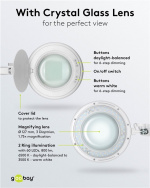 Goobay Led-loeplamp met klem, 10 W, wit 800 lm, helderheid en lichtkleur instelbaar, 127 mm glazen lens, 1,75x vergroting, 3 dioptrieën Goobay Led-loeplamp met klem, 10 W, wit 800 lm, helderheid en lichtkleur instelbaar, 127 mm glazen lens, 1,75x vergroting, 3 dioptrieën