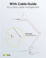 Goobay Led-loeplamp met klem, 10 W, wit 800 lm, helderheid en lichtkleur instelbaar, 127 mm glazen lens, 1,75x vergroting, 3 dioptrieën Goobay Led-loeplamp met klem, 10 W, wit 800 lm, helderheid en lichtkleur instelbaar, 127 mm glazen lens, 1,75x vergroting, 3 dioptrieën