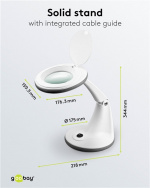 Goobay LED-loeplamp staand, 6 W, wit 450 lm, 100 mm glazen lens, 1,75x vergroting, 3 dioptrieën Goobay LED-loeplamp staand, 6 W, wit 450 lm, 100 mm glazen lens, 1,75x vergroting, 3 dioptrieën