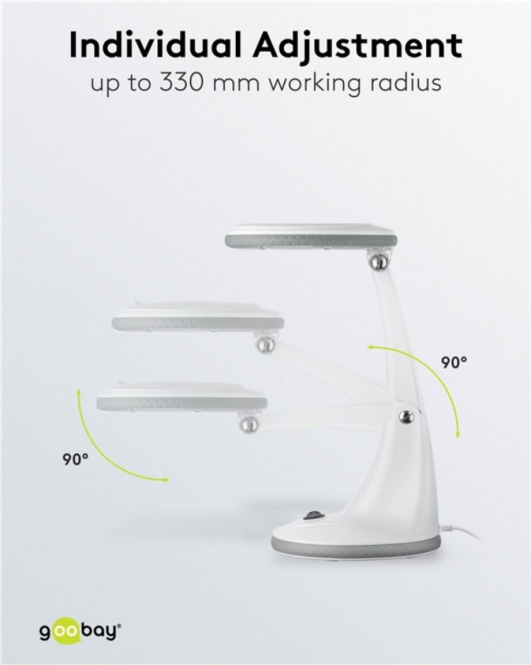 Goobay LED-loeplamp staand, 6 W, wit 450 lm, 100 mm glazen lens, 1,75x vergroting, 3 dioptrieën Goobay LED-loeplamp staand, 6 W, wit 450 lm, 100 mm glazen lens, 1,75x vergroting, 3 dioptrieën