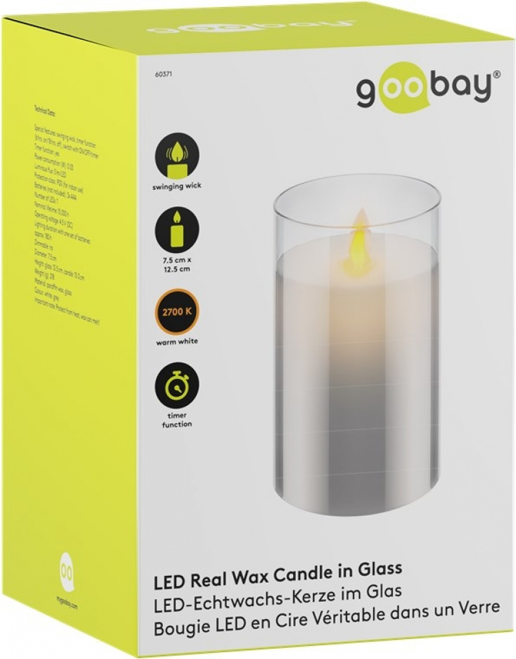 Goobay LED kaars van echte was in glas, 7,5 x 12,5 cm prachtige en veilige verlichtingsoplossing voor vele gebieden zoals huis en loggia, kantoren of scholen Goobay LED kaars van echte was in glas, 7,5 x 12,5 cm prachtige en veilige verlichtingsoplossing voor vele gebieden zoals huis en loggia, kantoren of scholen