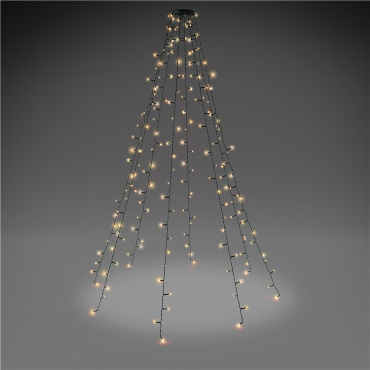 Goobay 200 LED-verlichting met ring voor de kerstboom met timer en geheugenfunctie, 8 lichtstanden, externe transformator 24 V, warm wit (3000 K), voor binnen en buiten (IP44) Goobay 200 LED-verlichting met ring voor de kerstboom met timer en geheugenfunctie, 8 lichtstanden, externe transformator 24 V, warm wit (3000 K), voor binnen en buiten (IP44)