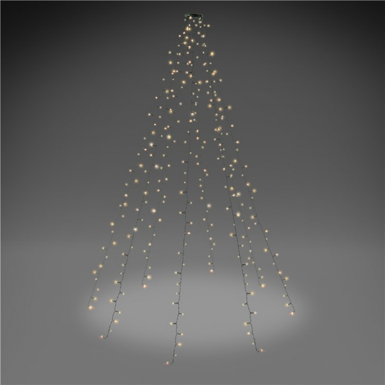 Goobay 280 LED-verlichting met ring voor de kerstboom met timer en geheugenfunctie, 8 lichtstanden, externe transformator 24 V, warm wit (3000 K), voor binnen en buiten (IP44) Goobay 280 LED-verlichting met ring voor de kerstboom met timer en geheugenfunctie, 8 lichtstanden, externe transformator 24 V, warm wit (3000 K), voor binnen en buiten (IP44)