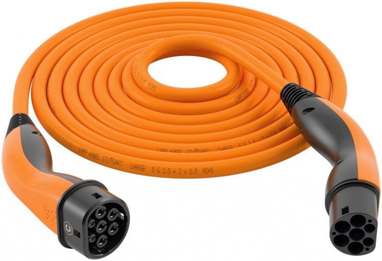 LAPP MOBILITY HELIX laadkabel Type 2, tot 11 kW, 5 m, oranje (5555935013) 20 A, 3-fasen, voor het opladen van hybride en elektrische auto\'s met Type 2-aansluiting LAPP MOBILITY HELIX laadkabel Type 2, tot 11 kW, 5 m, oranje (5555935013) 20 A, 3-fasen, voor het opladen van hybride en elektrische auto\'s met Type 2-aansluiting