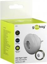 Goobay Led-nachtlampje voor het stopcontact met 3 bedrijfsmodi (On, Off, Auto), schemeringssensor en contactdoos met aardcontact (type F)