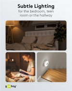 Goobay Led-nachtlampje voor het stopcontact met 3 bedrijfsmodi (On, Off, Auto), schemeringssensor en contactdoos met aardcontact (type F)