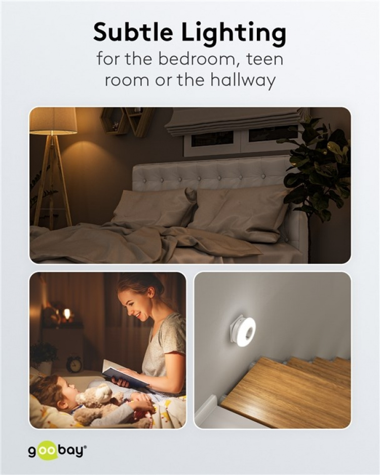 Goobay Led-nachtlampje voor het stopcontact met kleurwisselfunctie (groen, blauw, daglichtwit), schemeringssensor en contactdoos met aardcontact (type F)