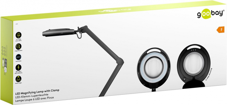 Goobay Led-loeplamp met klem, 9 W, zwart 80-730 lm, dimbaar, 127 mm kristalglas lens, 1.75x vergroting, 3 dioptrieën Goobay Led-loeplamp met klem, 9 W, zwart 80-730 lm, dimbaar, 127 mm kristalglas lens, 1.75x vergroting, 3 dioptrieën