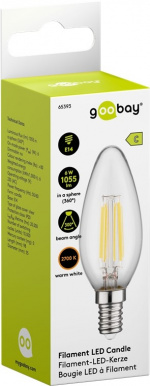 Goobay Filament led-kaarslamp, 6 W fitting E14, warm wit, niet dimbaar