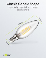 Goobay Filament led-kaarslamp, 6 W fitting E14, warm wit, niet dimbaar