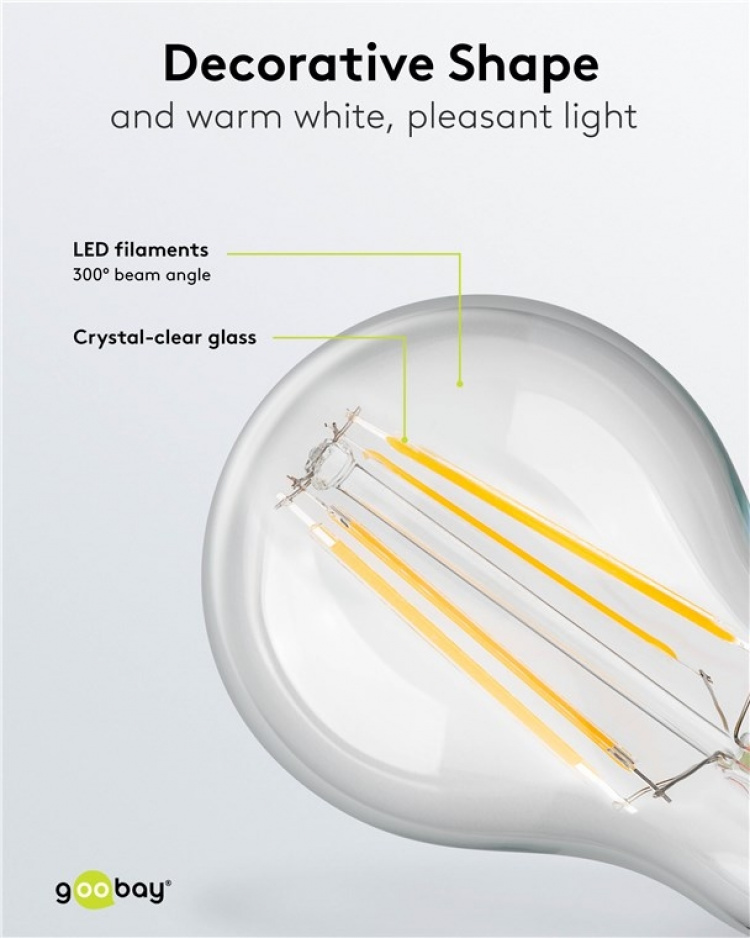 Goobay Filament led-kaarslamp, 7 W fitting E27, warm wit, niet dimbaar Goobay Filament led-kaarslamp, 7 W fitting E27, warm wit, niet dimbaar
