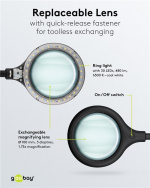 Goobay Led-loeplamp met klem, 6 W, zwart 480 lm, 100 mm glazen lens, 1,75x vergroting, 3 dioptrieën Goobay Led-loeplamp met klem, 6 W, zwart 480 lm, 100 mm glazen lens, 1,75x vergroting, 3 dioptrieën