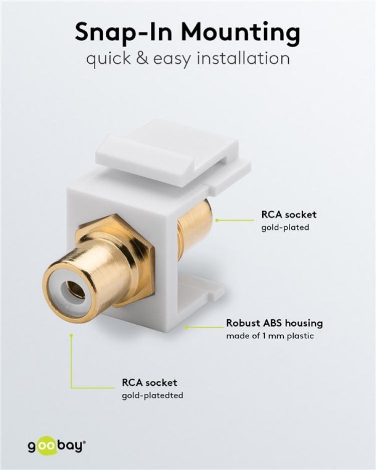 Goobay Keystone-module cinch/RCA 2 x cinch-bus, wit, verguld