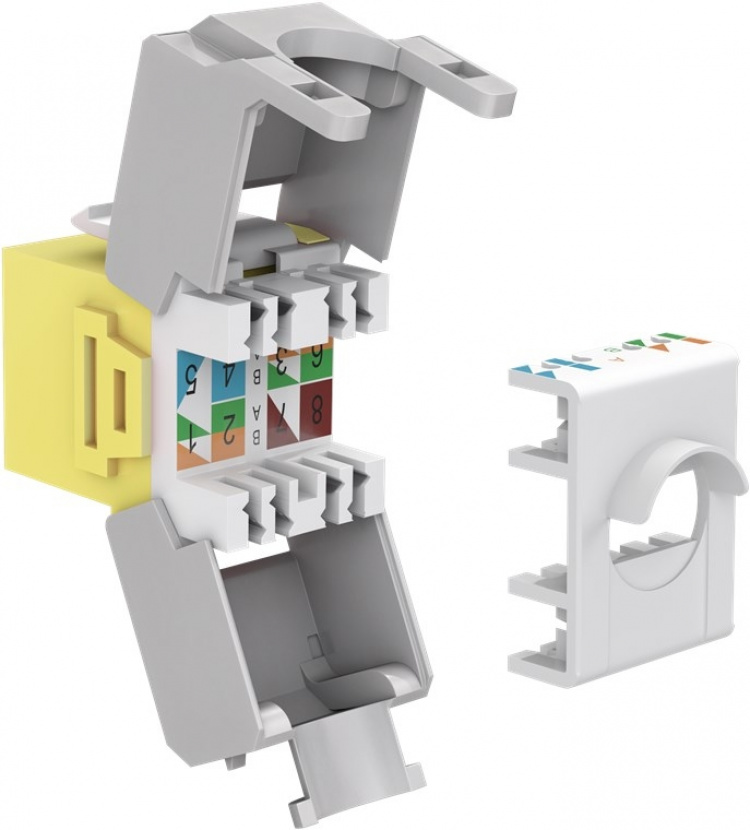Goobay Keystone modul RJ45 CAT 6A, UTP 16,5 mm breedte, krokodillenklemmenstrook voor montage zonder gereedschap op IDC