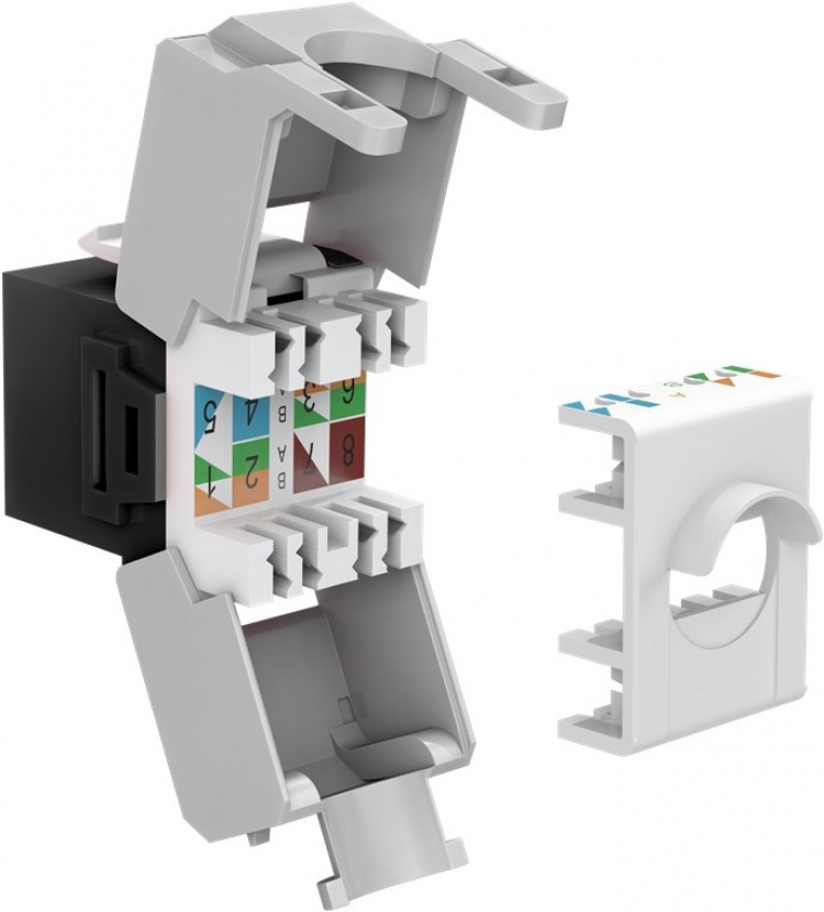 Goobay Keystone modul RJ45 CAT 6A, UTP 16,5 mm breed, krokodil-type, klemmenstrook voor montage zonder gereedschap op IDC