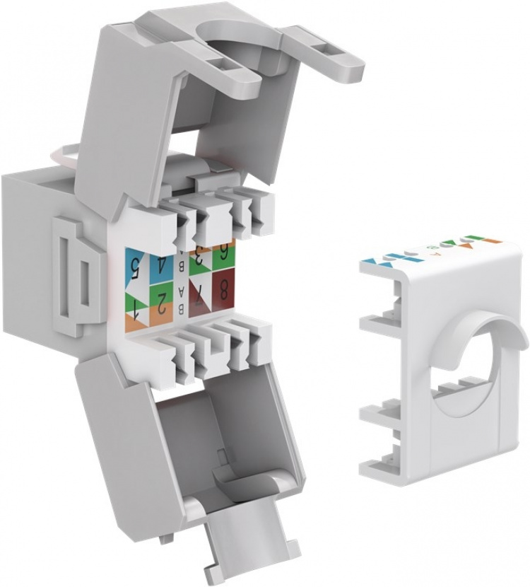Goobay Keystone modul RJ45 CAT 6A, UTP 16,5 mm breedte, krokodillenklemmenstrook voor montage zonder gereedschap op IDC
