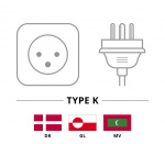 Goobay IEC-kabel Denemarken type K, 2 m, zwart Denemarken stekker (Type K, IEC 60906-1) > C13 apparaatcontactdoos (IEC-stekker)
