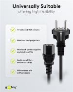 Goobay Aansluitkabel voor koud apparaat, 5 m, zwart Aardingscontactstekker (type F, CEE 7/7) > Toestelcontactdoos C13 (koude toestelaansluiting) Goobay Aansluitkabel voor koud apparaat, 5 m, zwart Aardingscontactstekker (type F, CEE 7/7) > Toestelcontactdoos C13 (koude toestelaansluiting)