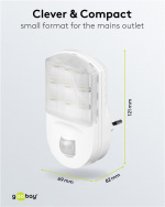 Goobay LED nachtlampje met bewegingsmelder koud wit, 120° detectie, 5 m bereik, voor binnenshuis (IP20)