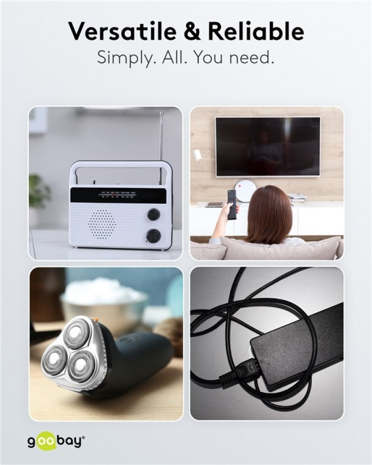 Goobay Netsnoer Eurostekker, 0,5 m, zwart Eurostekker (type C, CEE 7/16) > apparaatcontactdoos C7