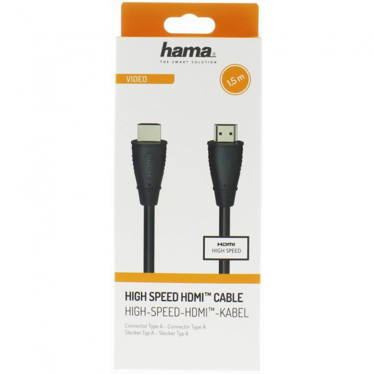 Hama Kabel HDMI Zwart 1,5m Hama Kabel HDMI Zwart 1,5m