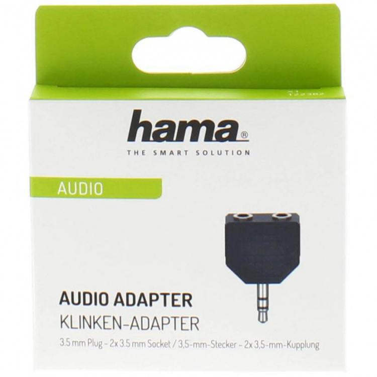 HAMA Adapter Audio 2x3.5mm- 3.5mm 2xHona-Hane Svart