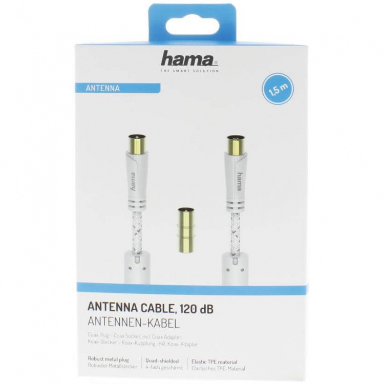 HAMA Kabel Antenn 120dB Vit 1.5m