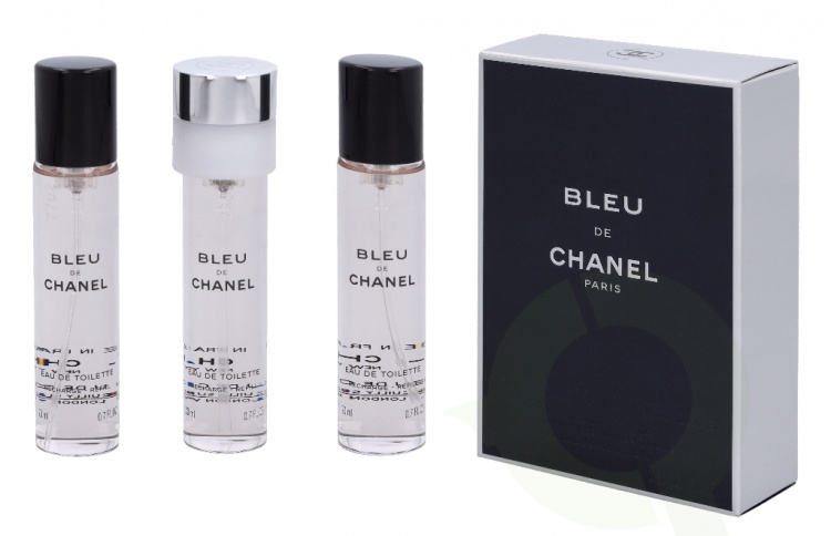 Chanel Bleu De Chanel Pour Homme Giftset 60 ml, 3x Edt Spray Refill 20ml - Twist and Spray - Travel Sprays