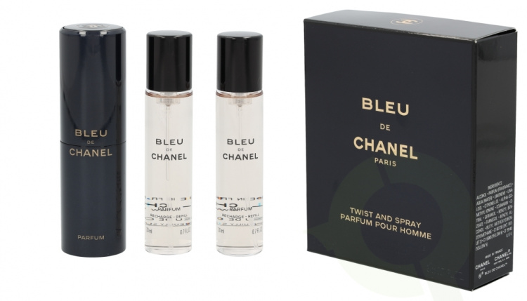 Chanel Bleu De Chanel Pour Homme Giftset 60 ml, 3x Edt Spray 20ml - Twist and Spray - Travel Sprays