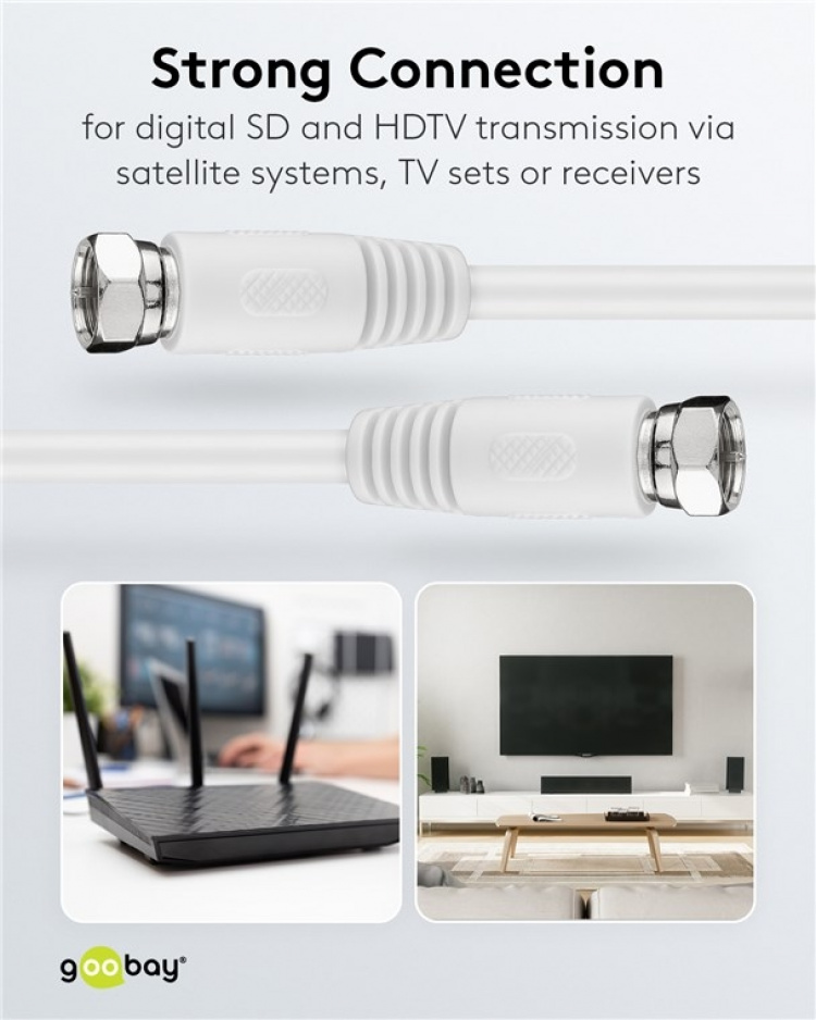 Goobay SAT-antennekabel (80 dB), dubbel afgeschermd F-stekker > F-stekker (volledig afgeschermd), 5 m