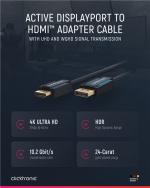 ClickTronic Adapterkabel för aktiv DisplayPort™ till HDMI™ (4K/60Hz) Premiumkabel | 1x DisplayPort™-kontakt >> 1x HDMI™-kontakt | 5,0 m | 4K @ 60 Hz