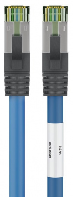 Goobay RJ45 (CAT 6A, 500 MHz) patchkabel met CAT 8.1 S/FTP raw kabel, blauw 99,9% zuurstofvrije koperen geleider (OFC), AWG 24, halogeenvrije kabelmantel (LSZH), 7.5 m