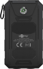 Goobay Outdoor powerbank 8.0 (8.000 mAh) geschikt voor outdooravonturen dankzij robuust ontwerp, zonnepaneel en zaklampfunctie Goobay Outdoor powerbank 8.0 (8.000 mAh) geschikt voor outdooravonturen dankzij robuust ontwerp, zonnepaneel en zaklampfunctie