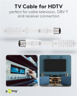 Goobay Antennekabel met ferriet (80 dB), dubbel afgeschermd coax-stekker > coax-contrastekker (volledig afgeschermd), 10 m