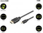 Goobay High Speed HDMI™-kabel met Ethernet (Micro, 4K @ 60 Hz) HDMI ™-connector (Type A) > HDMI™ micro-connector (type D), 5 m