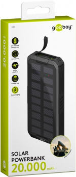 Goobay Outdoor snellaad Powerbank met zonnepanelen 20.000 mAh (USB-C™ PD, QC 3.0) Robuuste allround stroomvoorziening voor gebruik buitenshuis Goobay Outdoor snellaad Powerbank met zonnepanelen 20.000 mAh (USB-C™ PD, QC 3.0) Robuuste allround stroomvoorziening voor gebruik buitenshuis