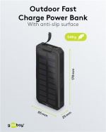 Goobay Outdoor snellaad Powerbank met zonnepanelen 20.000 mAh (USB-C™ PD, QC 3.0) Robuuste allround stroomvoorziening voor gebruik buitenshuis Goobay Outdoor snellaad Powerbank met zonnepanelen 20.000 mAh (USB-C™ PD, QC 3.0) Robuuste allround stroomvoorziening voor gebruik buitenshuis