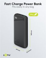 Goobay Snellaad Powerbank 20.000 mAh (USB-C™ PD, QC 3.0) Krachtige powerbank met statusweergave, compatibel met Quick Charge