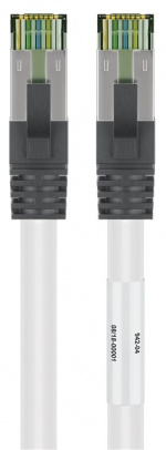 Goobay CAT 8.1 Patchkabel, S/FTP (PiMF), wit 99,9% zuurstofvrije koperen geleider (OFC), AWG 24, halogeenvrije kabelmantel (LSZH), 0.25 m